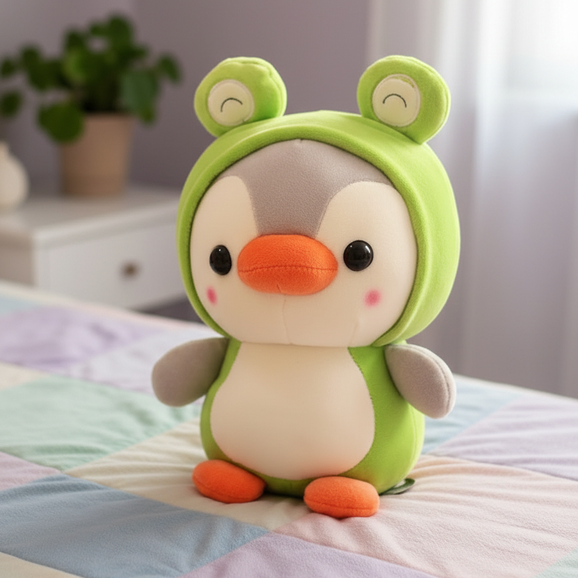 Frog Penguin closed frog eyes 3/4 angle